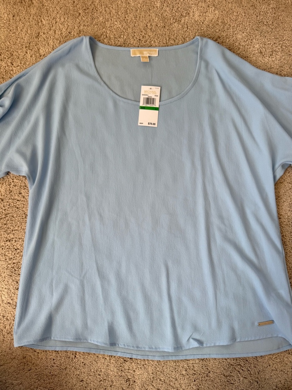 NWT Michael Kors Light Blue Women’s Scoop Neck Top